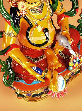 王师l4El1e兄式黄财神佛像黄铜吉绘佛台家居台湾祥供奉摆件 2/3/