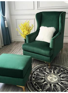 美式布艺沙发后现代轻奢单人阳台小沙发现代简约客厅卧室丝绒沙发