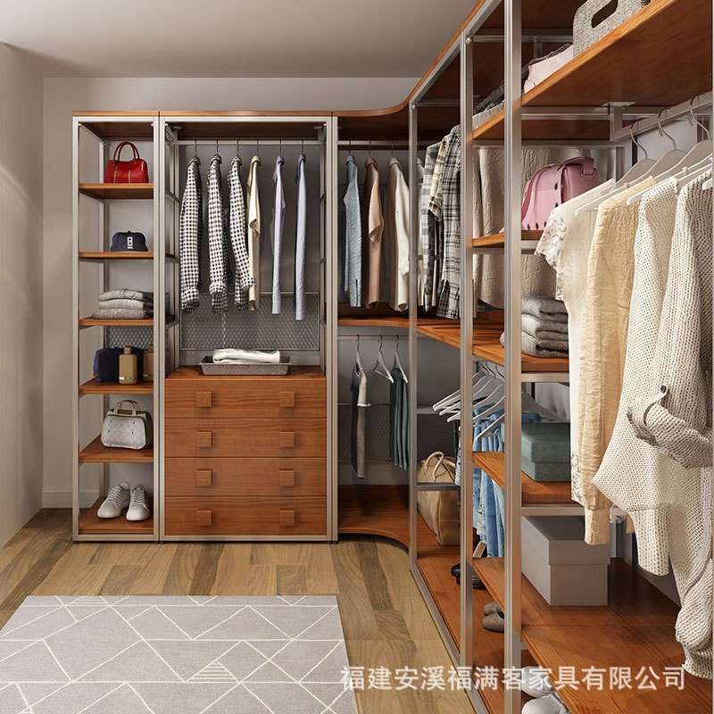 开放式衣柜铁艺挂衣架loft金属衣帽间置物架步入式衣帽架落地卧室 - 图2