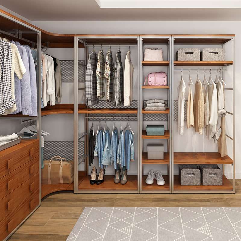 开放式衣柜铁艺挂衣架loft金属衣帽间置物架步入式衣帽架落地卧室 - 图3