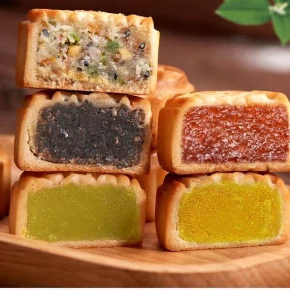 迷你小月饼广式多口味伍五仁黑芝麻水果馅中秋节老式传统糕点袋装