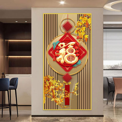 玄关装饰画自粘简约轻奢3d立体墙贴壁纸客厅走廊过道入户正门贴画 - 图3