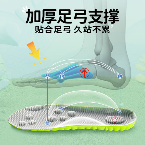 足力健儿童鞋垫小孩专用防臭吸汗透气足弓支撑矫正运动气垫减震夏 - 图0