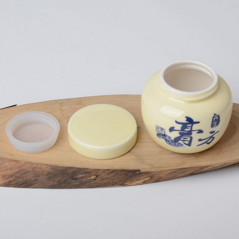 蜂蜜瓶300g青瓷小密封瓶膏方罐阿胶罐复古陶蜜罐中药罐茶叶存储罐 - 图3
