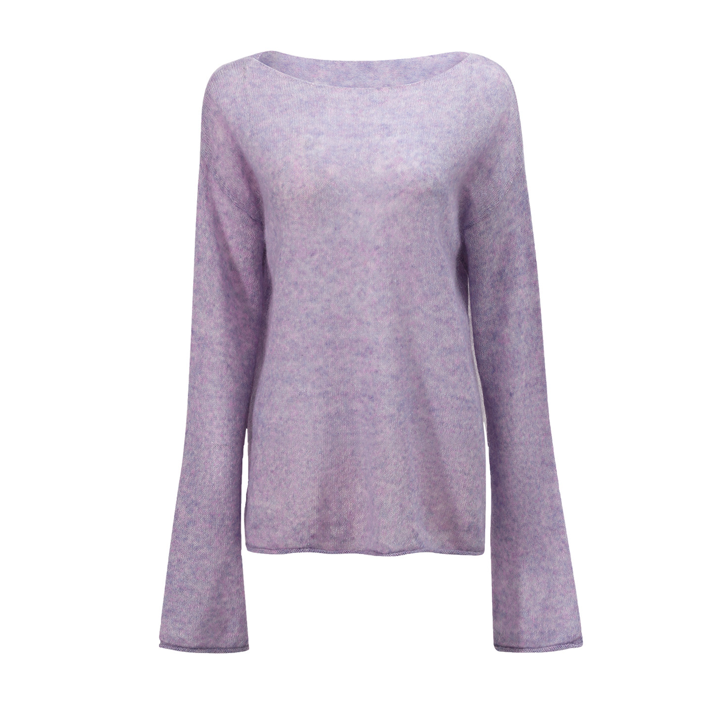 NON RESTRAIN慵懒风宽松马海毛卷边毛衣女简约微透长袖羊毛针织衫,淘宝优惠券,粉丝福利购,淘宝优惠卷