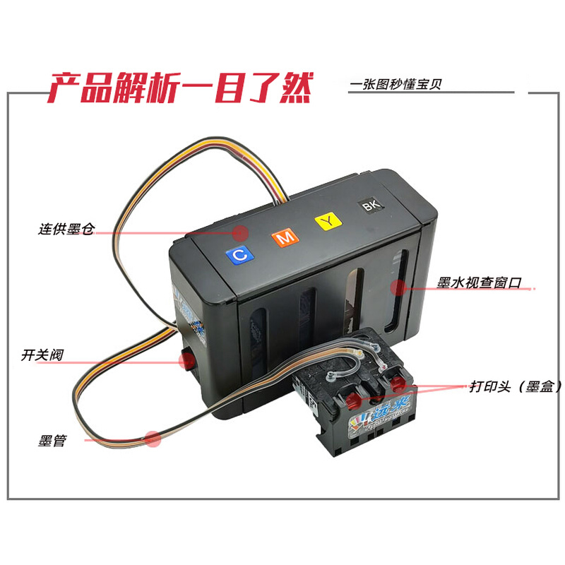 。适用佳能47 57墨盒连供E3370 E410 E417 E460 E477一体机连供改 - 图2