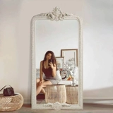 Французское ретро резное зеркало в полный рост, европейское белое напольное зеркало, магазин одежды, украшение для спальни, камина, большое зеркало