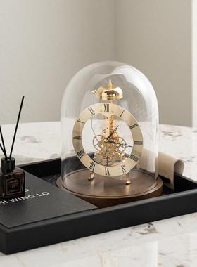 现代轻奢金属小台钟装饰品客厅电视柜酒柜软装高级感齿轮时钟摆件