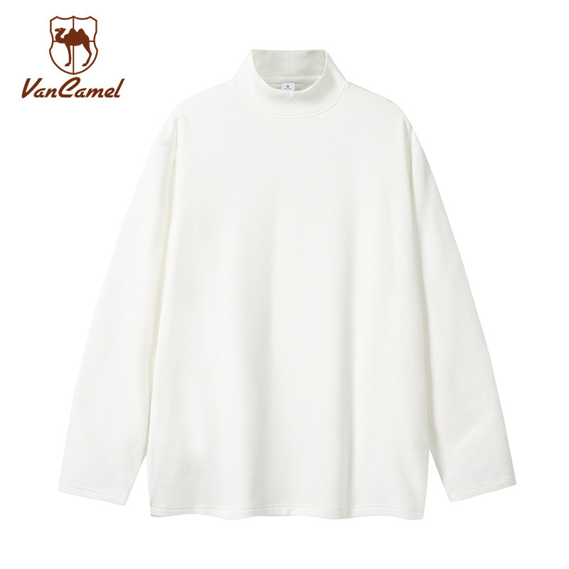 西域骆驼260克德绒半高领T恤男女同款时尚保暖可内搭可外穿打底衫