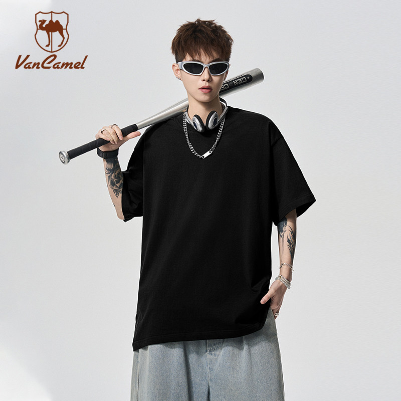 VANCAMEL/西域骆驼精梳纯棉T恤男女通用夏季新款舒适透气短袖上衣