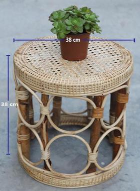 云南傣族藤编凳子版纳竹编园凳德宏喝茶舞蹈家用矮凳创意花架板凳