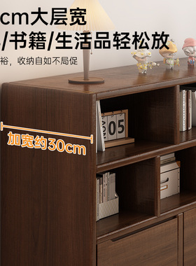 家用书柜储物柜一体靠墙客厅收纳矮柜子餐边柜儿童书架落地置物柜