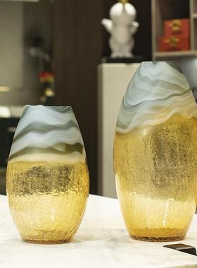 美式轻奢样板房间茶几花瓶插花器软装饰品售楼处家居玄关柜摆件