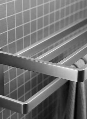 免打孔卫生间毛巾架套装浴室浴巾架置物架304真空镀膜