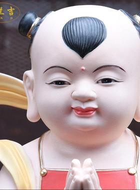 陶瓷善财童子龙女金童玉女陶瓷观音菩萨像佛像家用居家供奉摆件