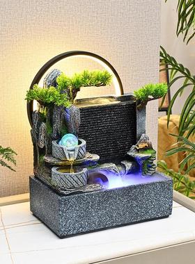 假山流水生财摆件循环水景办公室客厅玄关风水轮桌面摆件开业乔迁