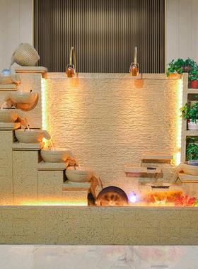 大型流水屏风酒店公司室内景观水幕墙花园庭院落地水景观鱼池装饰