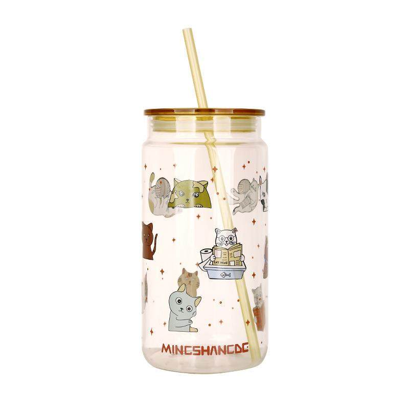 玻璃杯子大容量伴手礼高颜值带盖水杯吸管杯高硼硅玻璃杯,淘宝优惠券,粉丝福利购,淘宝优惠卷