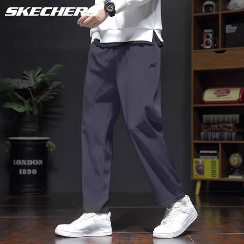 斯凯奇灰色运动冰丝长裤男夏季防晒直筒裤速干垂感休闲凉感梭织裤 - 图3