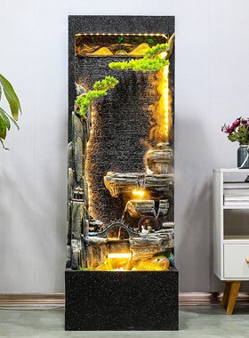 欧式水幕墙流水喷泉屏风客厅假山家居办公室内外阳台鱼池加湿摆件