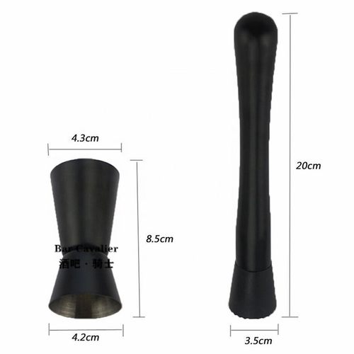 美式哑光黑不锈钢调酒器套装基酒用具两段式雪克壶雪克杯酒吧工具 - 图2