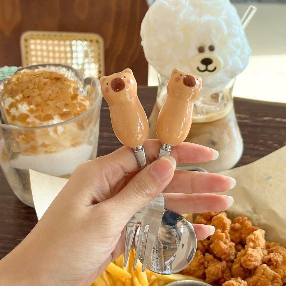 卡皮巴拉筷子勺子套装不锈钢学生三件套儿童叉子餐具便携式收纳盒,淘宝优惠券,粉丝福利购,淘宝优惠卷