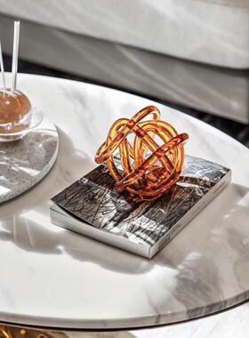 现代简约玻璃球装饰摆饰摆件样板房客厅软装饰品水晶球艺术感摆设