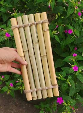 鱼缸流水板 复古黄色竹排竹垫配件竹子多肉装饰diy摆件可漂浮竹排