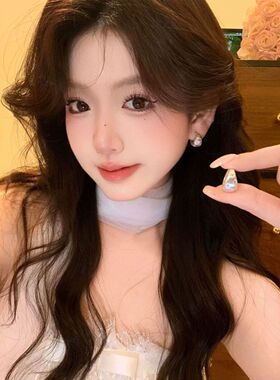精致蓝锆星芒磨砂素圈百搭耳环