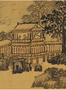 凌必正国画山水图复古书画横幅挂