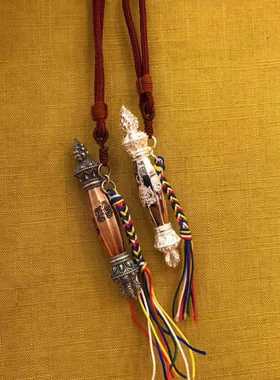 S925旧格萨尔王权杖心想事成如意马鞭吊坠藏式民族风镶嵌可打开款