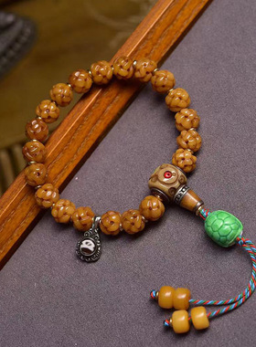 藏传回流牦牛骨路路通手串