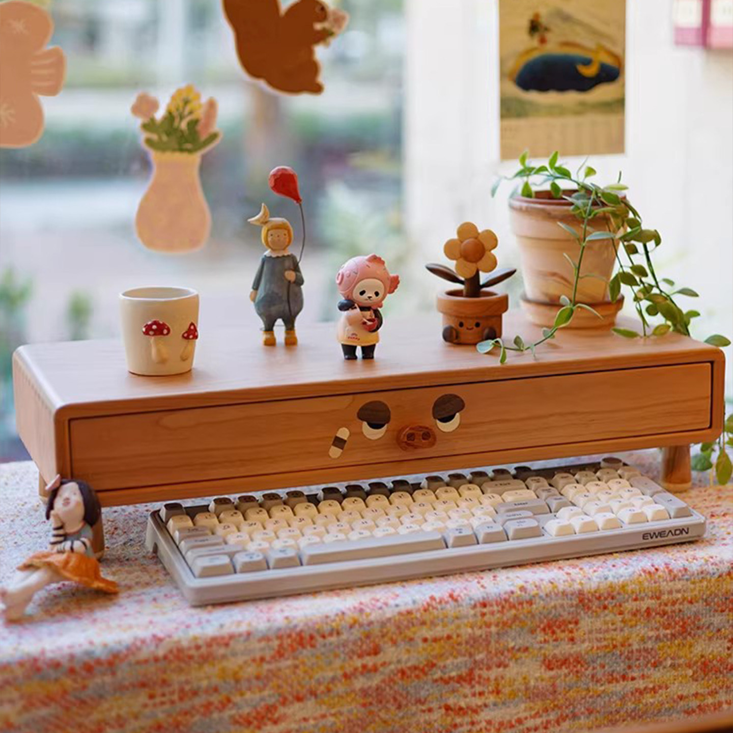 显示器增高架储物柜实木玄关收纳盒书桌电脑支架办公桌键盘整理架,淘宝优惠券,粉丝福利购,淘宝优惠卷