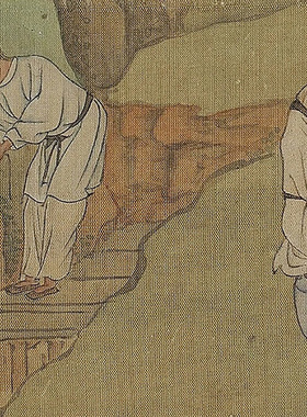 明仇英听琴图页古代名画工笔人