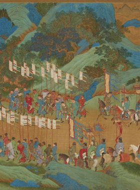 仇英国画真迹子虚上林图手卷复古