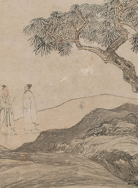 105明唐寅暮春林壑图真迹复制台