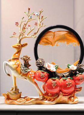梅花鹿新中式客厅摆件实木装修风格搭配工艺装饰品玄关电视柜摆件