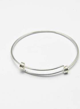 欧美活动推拉手镯个性DIY可调节钢丝弹簧手环百搭三圈手饰配件女