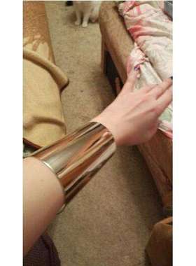 欧美夸张时尚金属手镯百搭金色光面宽版手镯手环饰品配饰