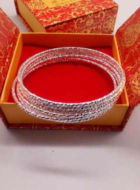 镀银手镯波西米亚2mm线圈手环满天星闭口仿银镯子手饰百搭配件