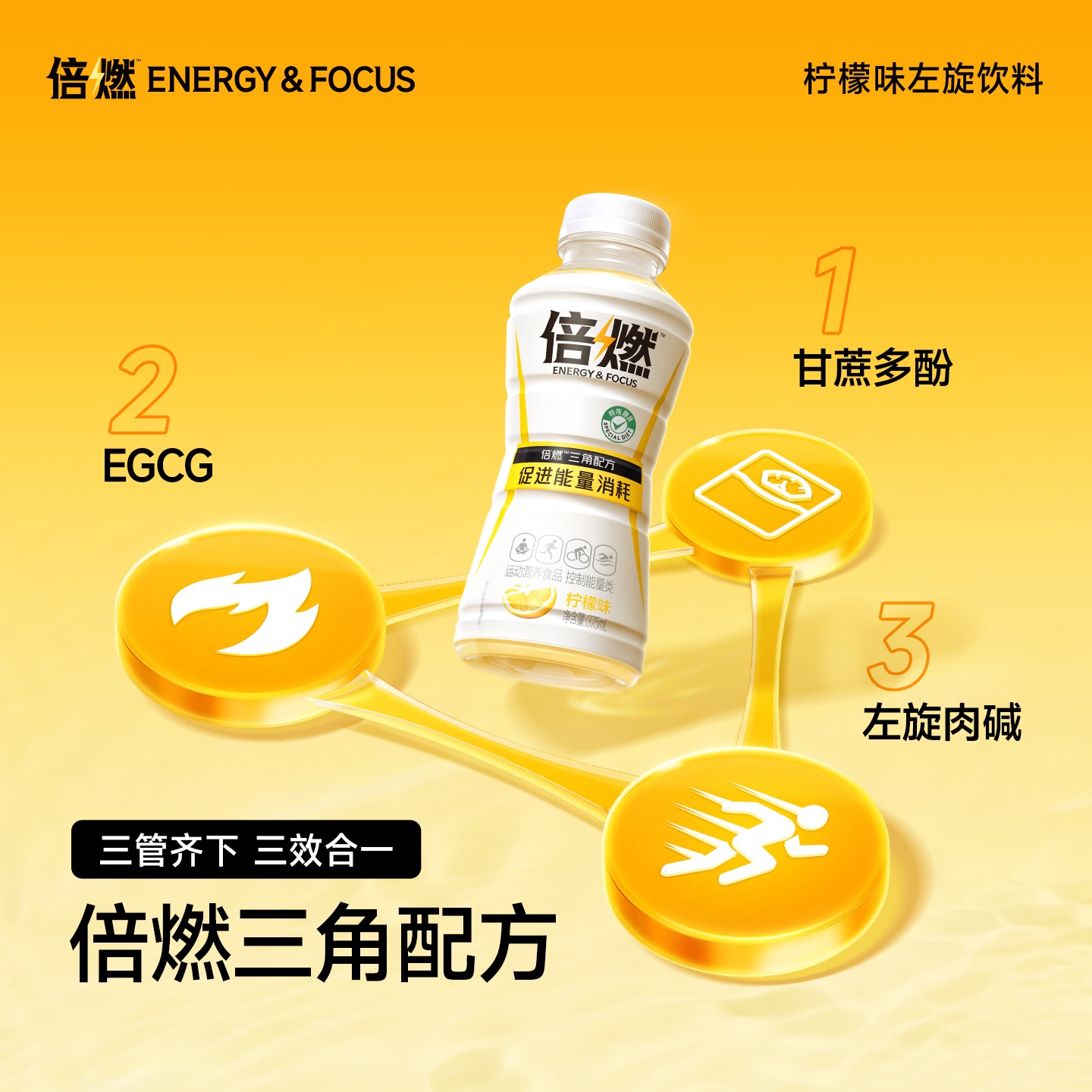 倍燃柠檬风味左旋饮料夏日饮品超级燃运动功能饮料0糖0脂0卡无糖 - 图0