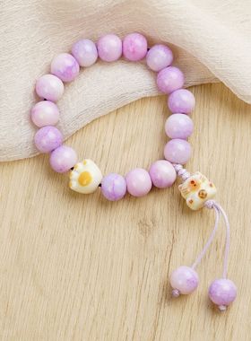 国潮猫咪奶豆炭烧猫爪手串多巴胺糖果色文玩手链女盘玩手捻古风