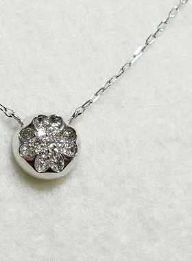 thalatta高级18K白金镶钻石0.17ct闪亮花朵锁骨链简约轻奢项链