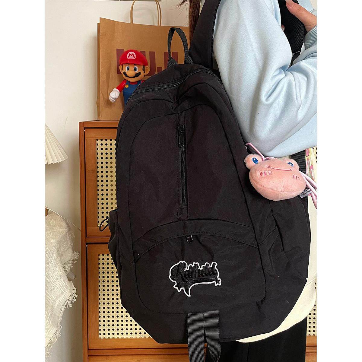 书包女生初中大容量日系ins复古简约百搭大学生上课通勤包双肩包,淘宝优惠券,粉丝福利购,淘宝优惠卷