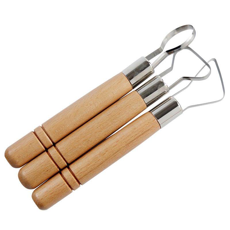 陶艺修坯刀7寸粗柄手工diy精修刀陶泥泥塑拉坯木棍刮刀三件套工具,淘宝优惠券,粉丝福利购,淘宝优惠卷