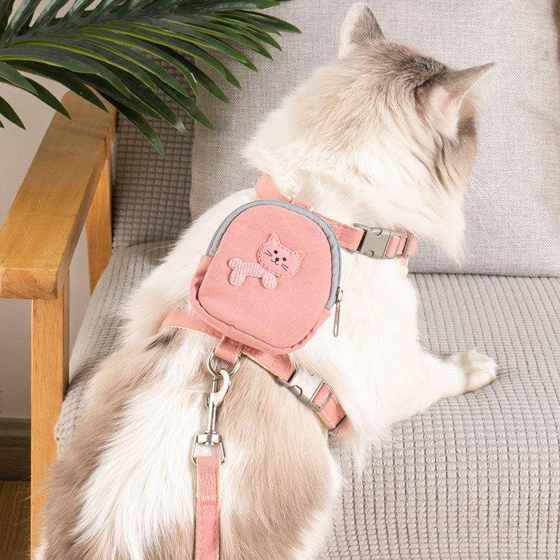 猫咪牵引绳背心式胸背带外出专用防挣脱溜猫绳子栓猫绳可爱带背包,淘宝优惠券,粉丝福利购,淘宝优惠卷