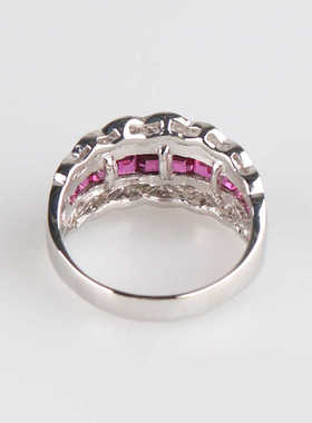 中古95新日本进口商品古典钻石铂金900红宝石60号戒指