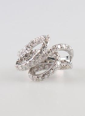 中古95新日本进口商品艺术群镶钻石戒指铂金900钻石56号戒指