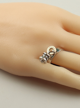 「9.0新」BVLGARI(宝格丽)B.ZERO1 弹簧吊坠戒指18lk白金50号