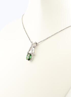 中古95新日本进口商品碧玺群镶钻石项链PT850/PT900项链42cm